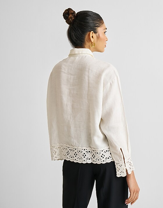 Madewell Reistor® Button-down With Embroidered Lace Shirt Off White