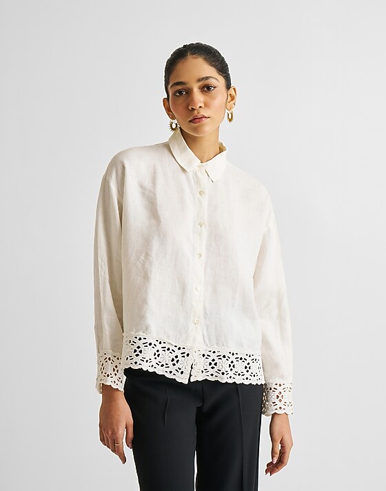 madewell Reistor® Button-down with Embroidered Lace Shirt off white
