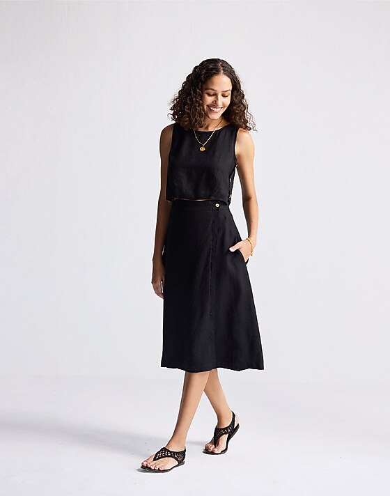 Madewell Reistor® Overlap Midi Skirt In 100% Black Hemp Black