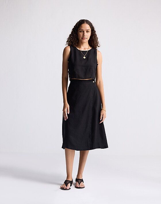 madewell Reistor® Overlap Midi Skirt in 100% Black Hemp black