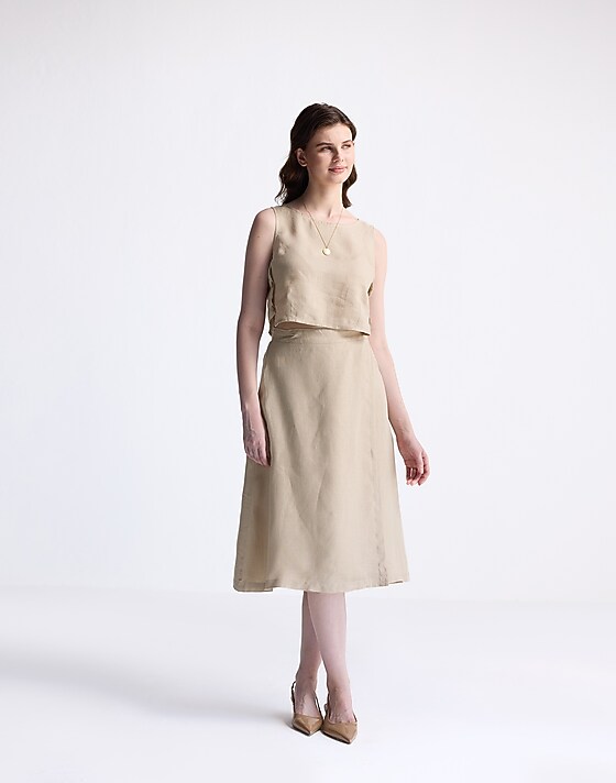 madewell Reistor® Overlap Midi Skirt in 100% Neutral Beige Hemp beige