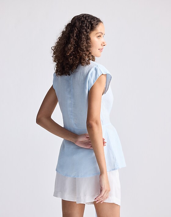 Madewell Reistor® Power Moves Hemp Short Sleeve Top In Blue Light Blue