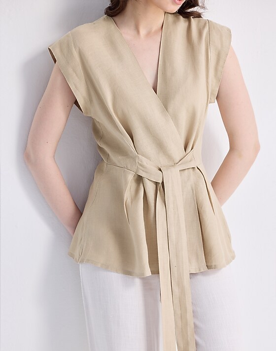 Madewell Reistor® Power Moves Hemp Short Sleeve Top In Neutral Beige Beige