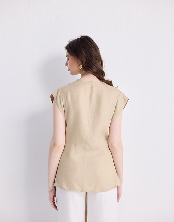 Madewell Reistor® Power Moves Hemp Short Sleeve Top In Neutral Beige Beige