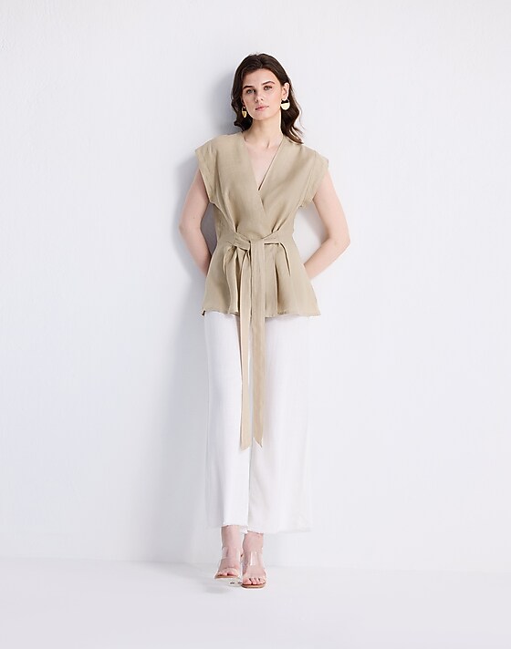 madewell Reistor® Power Moves Hemp Short Sleeve Top in Neutral Beige beige