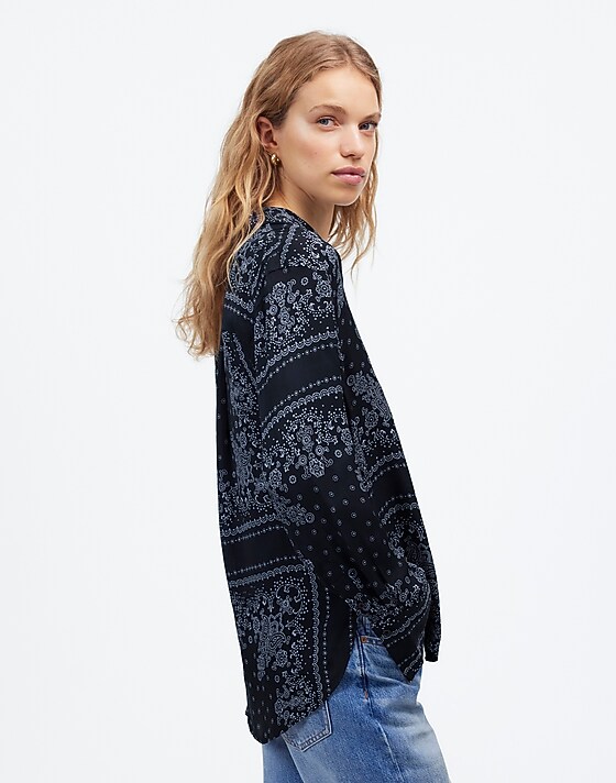 Madewell Relaxed Button-Up Shirt In Bandana Print Dark Navy