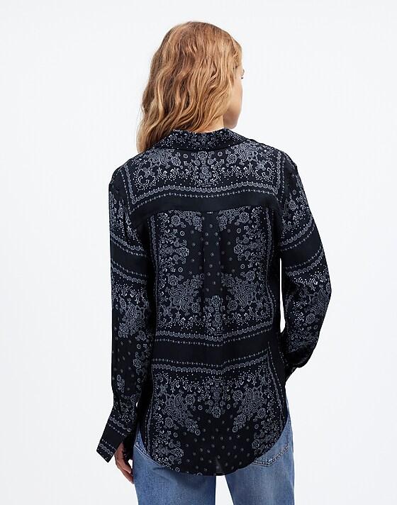 Madewell Relaxed Button-Up Shirt In Bandana Print Dark Navy