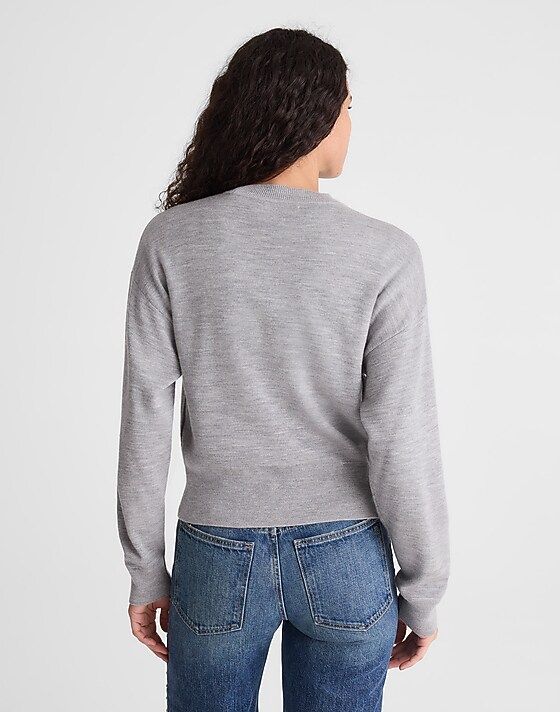 Madewell Relaxed Crewneck Sweater In Merino-Silk Blend Medium Htr Grey