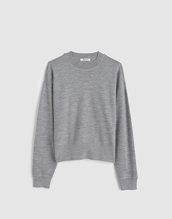 Madewell Relaxed Crewneck Sweater In Merino-Silk Blend Medium Htr Grey