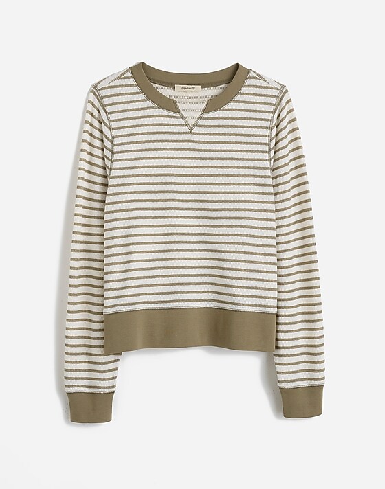 madewell Relaxed Long-Sleeve Crewneck Tee in Stripe cargo