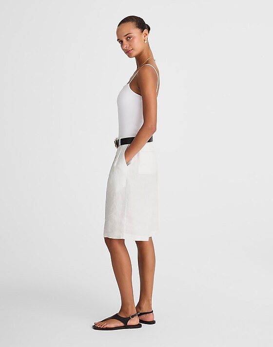 Madewell Relaxed Pleated Trouser Shorts In 100% Linen Salt