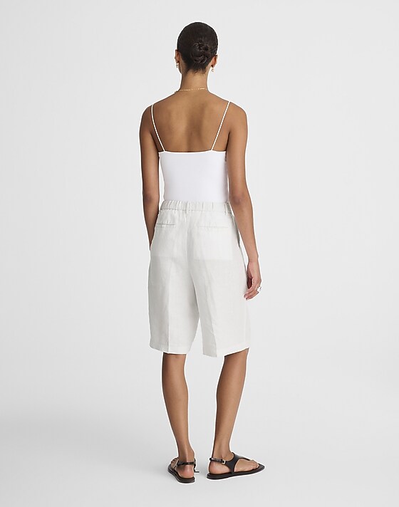 Madewell Relaxed Pleated Trouser Shorts In 100% Linen Salt