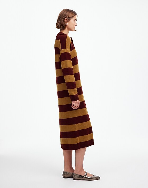 Madewell Relaxed Sweater Dress In Stripe Htr Aroma Stripe