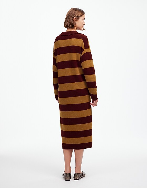 Madewell Relaxed Sweater Dress In Stripe Htr Aroma Stripe