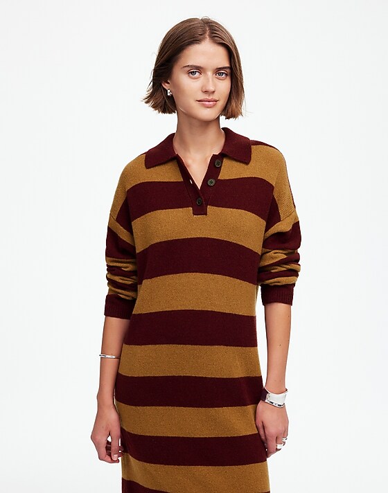 madewell Relaxed Sweater Dress in Stripe htr aroma stripe