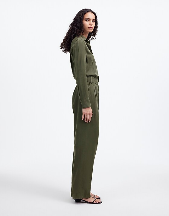 Madewell Relaxed Tie-Waist Wide-Leg Jumpsuit Dark Loden