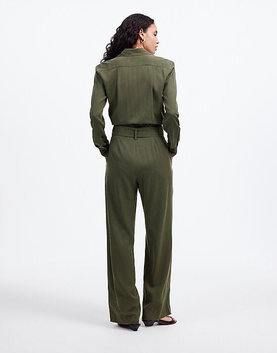 Madewell Relaxed Tie-Waist Wide-Leg Jumpsuit Dark Loden