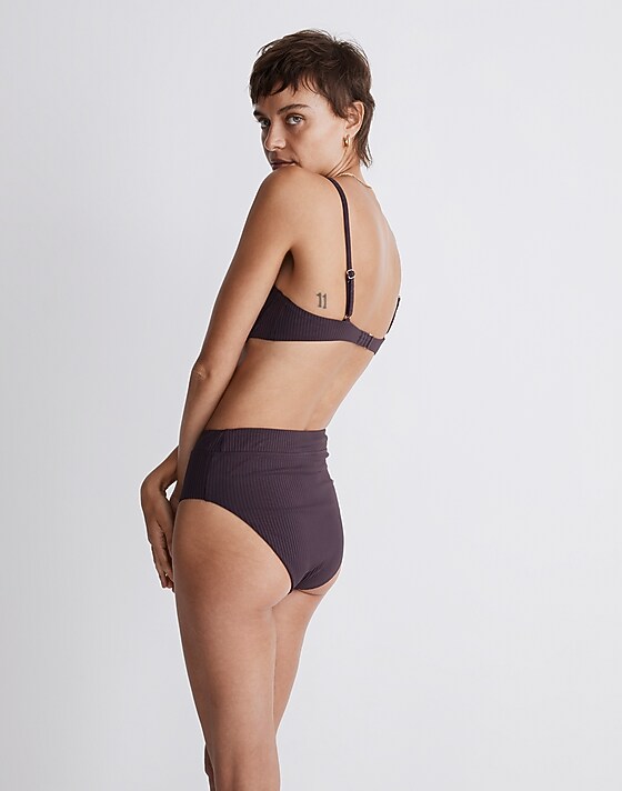 Madewell Ribbed Balconette Bikini Top True Aubergine