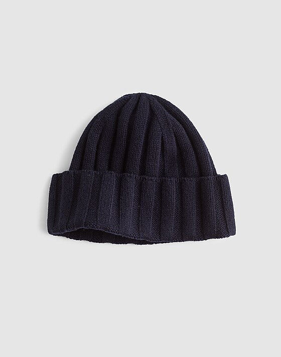 madewell Ribbed Beanie in Heritage Merino Wool navy