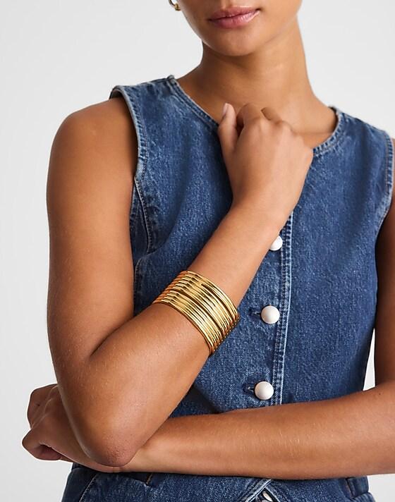 Madewell Ribbed Statement Cuff Bracelet Antique Gold