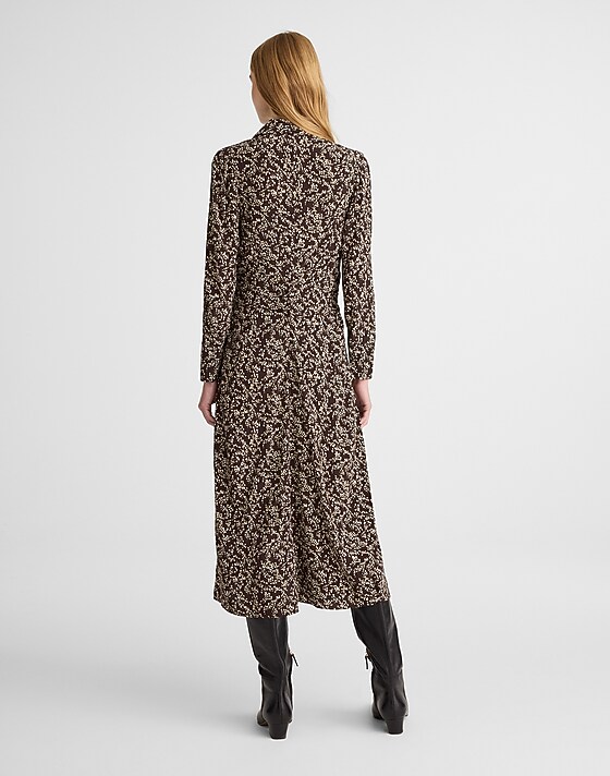 Madewell Ruched Midi Shirtdress Bridgette Spots Brown