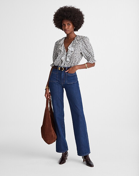 Madewell Ruffled Pintuck Puff-Sleeve Top Vintage Ivory