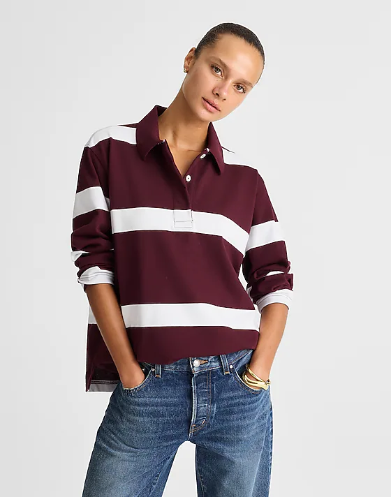 madewell Rugby Polo Shirt Oversized Rugby Stripe Dk