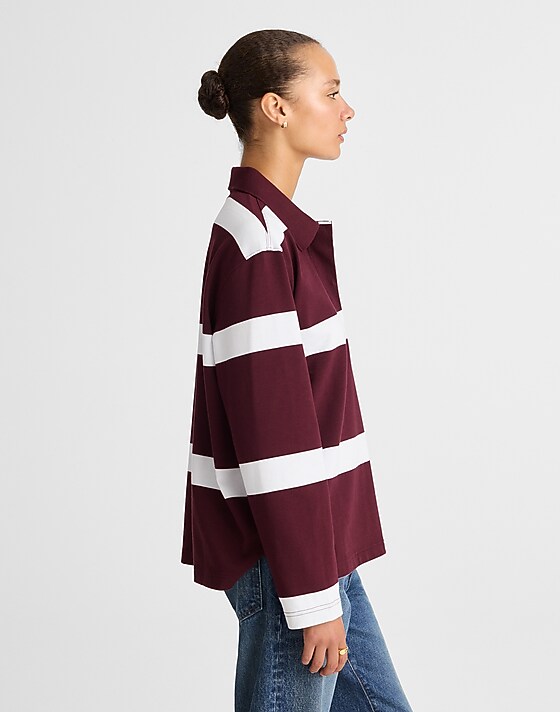 madewell Rugby Polo Shirt Oversized Rugby Stripe Dk