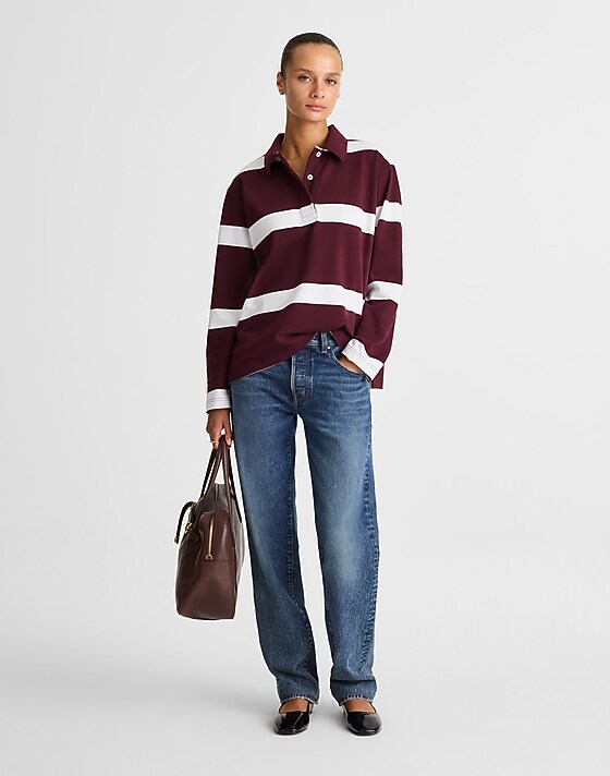 madewell Rugby Polo Shirt Oversized Rugby Stripe Dk