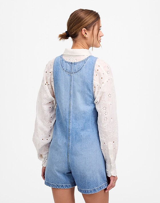 Madewell Scoopneck Denim Shortalls In Allenwood Wash Allenwood Wash