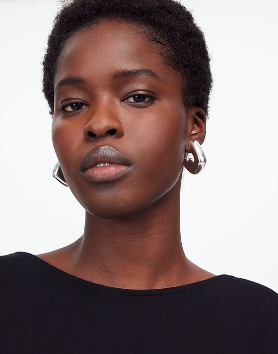 Madewell Sculptural Large Statement Hoop Earrings Light Silver Ox