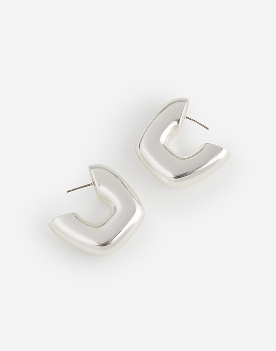 madewell Sculptural Large Statement Hoop Earrings light silver ox