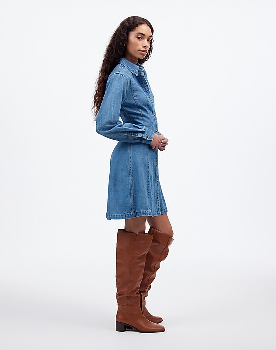 Madewell Seamed Mini Dress In Ramey Wash: Airy Denim Edition Ramey Wash