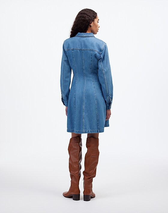 Madewell Seamed Mini Dress In Ramey Wash: Airy Denim Edition Ramey Wash
