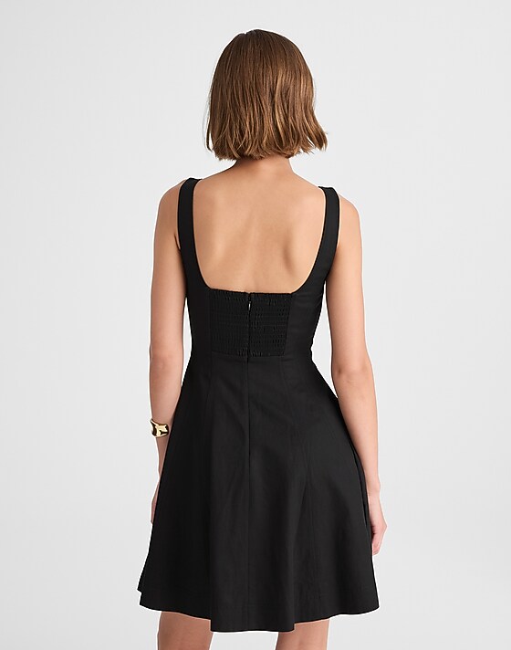 Madewell Seamed Open Squareneck Mini Dress Jet Black