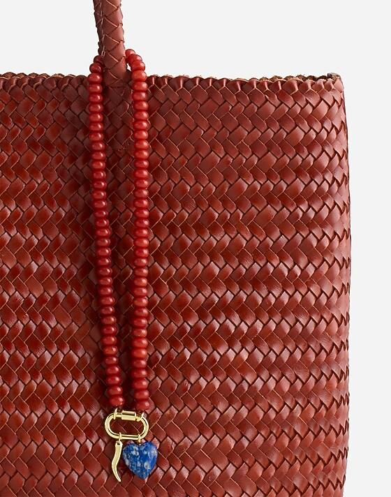 Madewell Semiprecious Beaded Carabiner Charm Necklace Red