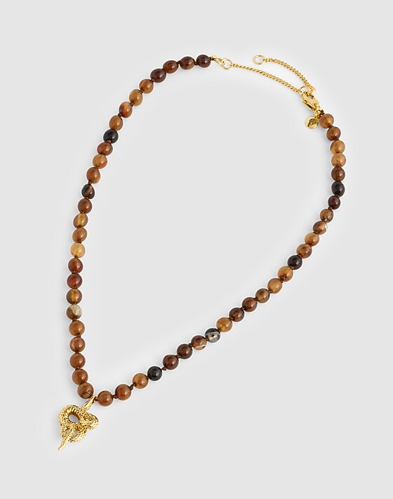 Madewell Semiprecious Beaded Charm Necklace Antique Gold