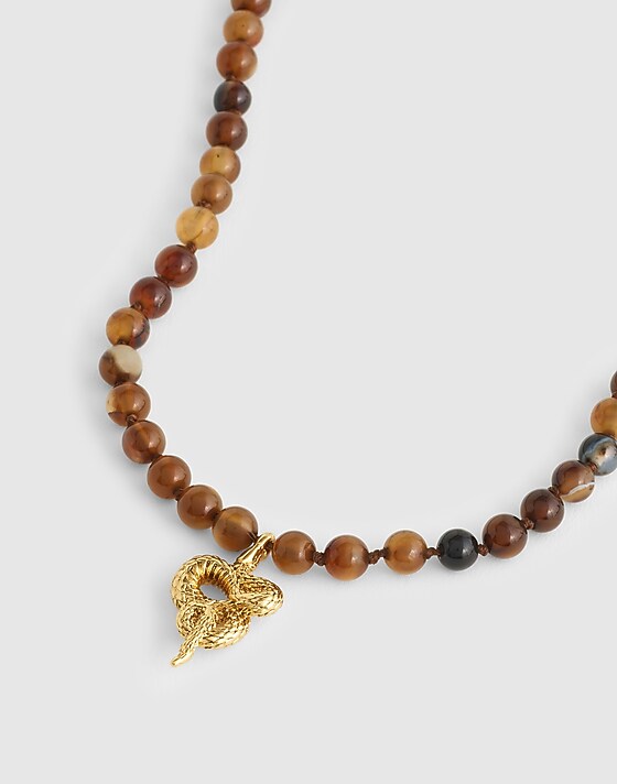 madewell Semiprecious Beaded Charm Necklace antique gold