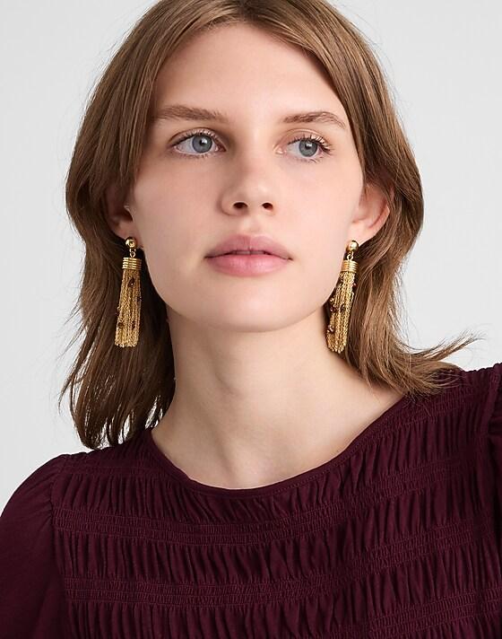 Madewell Semiprecious Chain-Link Tassel Earrings Antique Gold