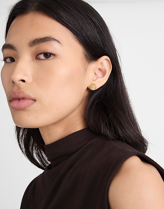 Madewell Semiprecious Floral Chintz Stud Earrings Antique Gold