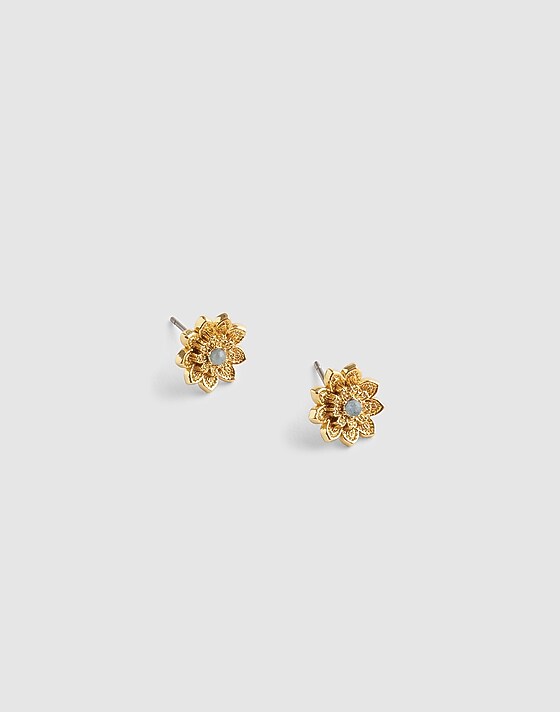 madewell Semiprecious Floral Chintz Stud Earrings antique gold