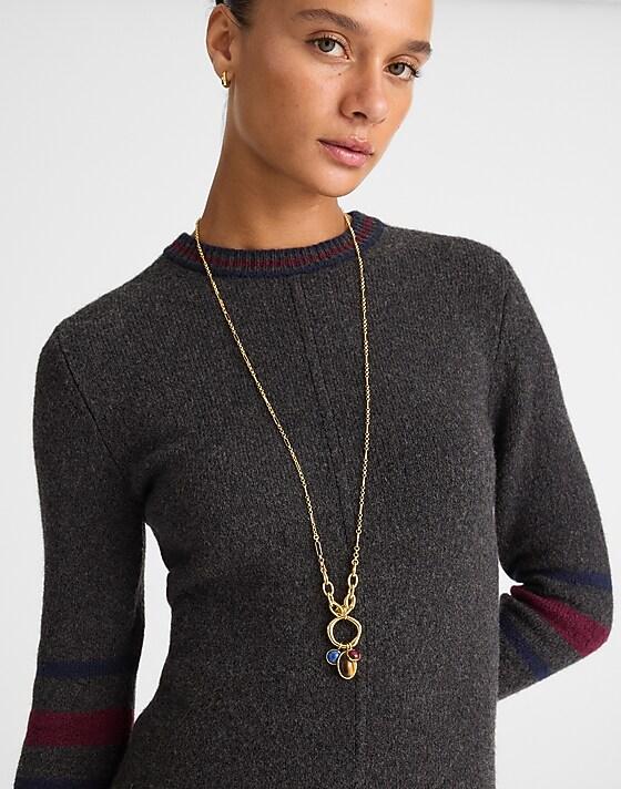 Madewell Semiprecious Graduated Chain Charm Necklace Antique Gold