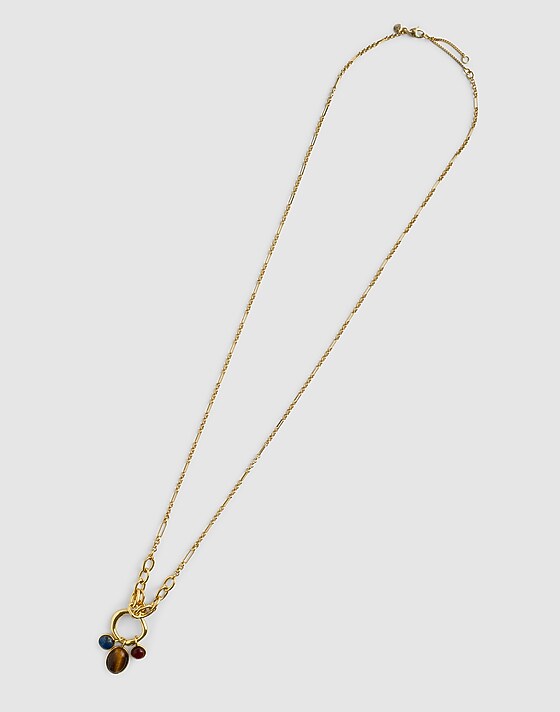Madewell Semiprecious Graduated Chain Charm Necklace Antique Gold