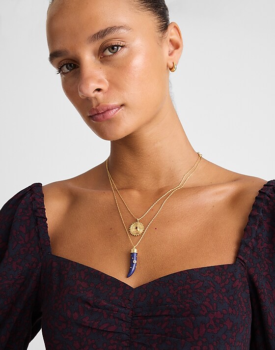 Madewell Semiprecious Horn Charm Necklace Antique Gold