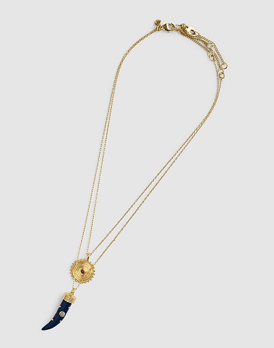 Madewell Semiprecious Horn Charm Necklace Antique Gold