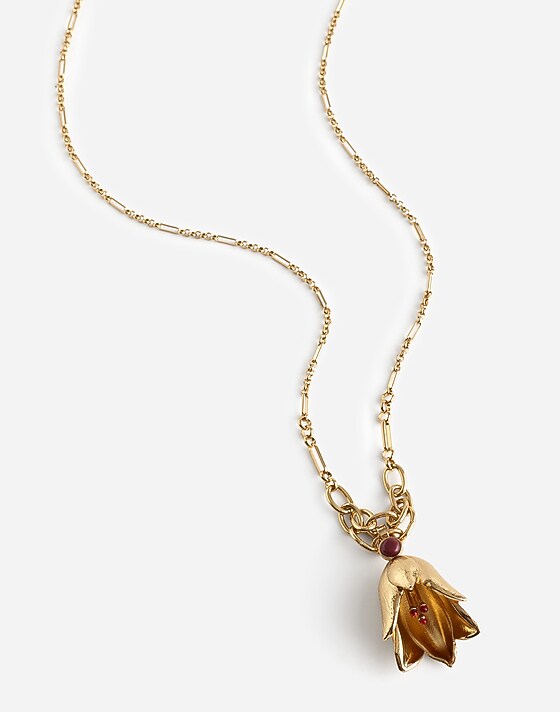 madewell Semiprecious Lily Long Necklace polished bronze