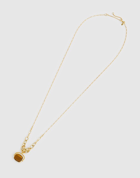 Madewell Semiprecious Pendant Graduated Chain Necklace Antique Gold