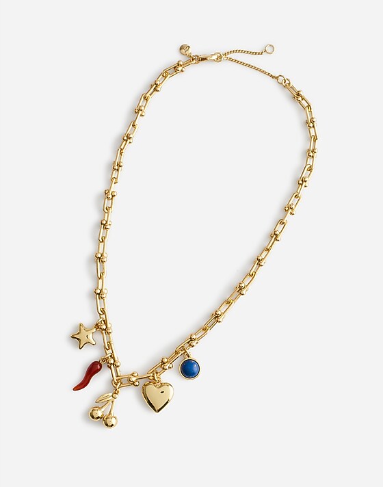 Madewell Semiprecious U-Link Charm Necklace Antique Gold