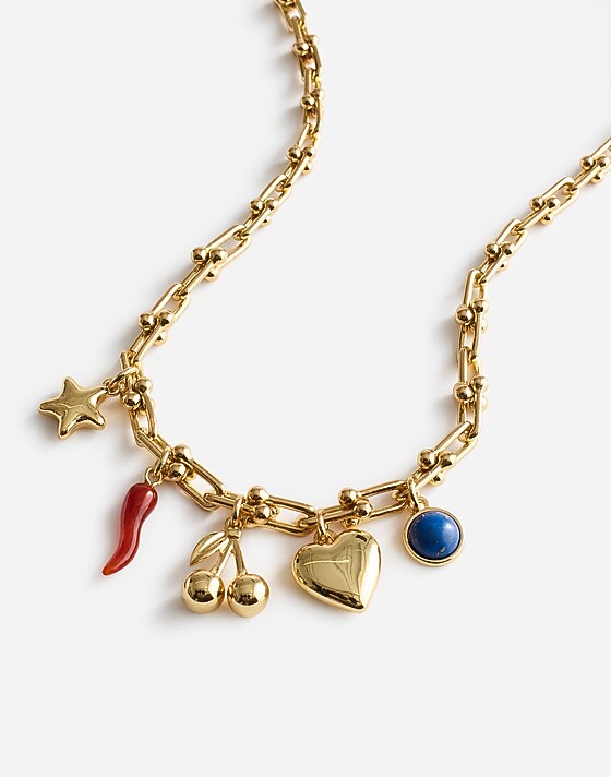 madewell Semiprecious U-Link Charm Necklace antique gold