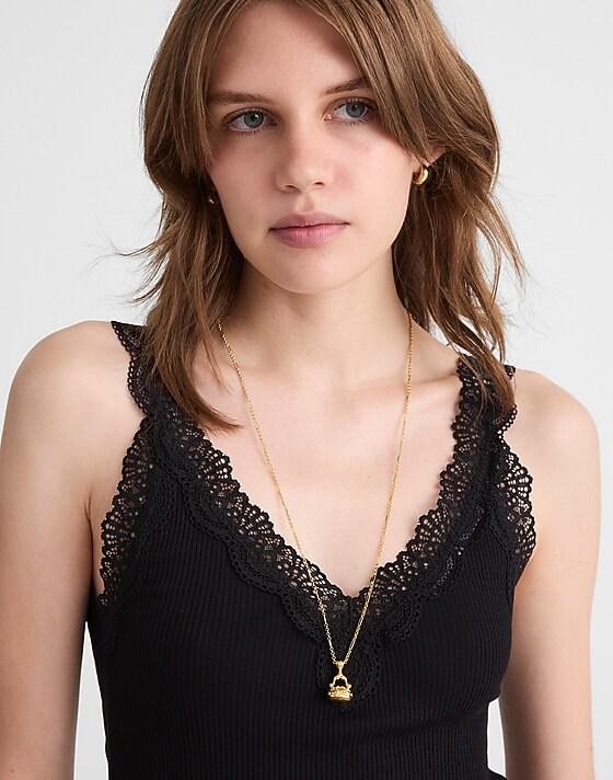 Madewell Semiprecious Victorian Pendant Necklace Antique Gold